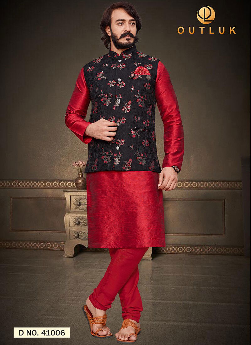 Outluk Vol 41 Festive Wear Wholesale Kurta Pajama With Jacket Mens Collection